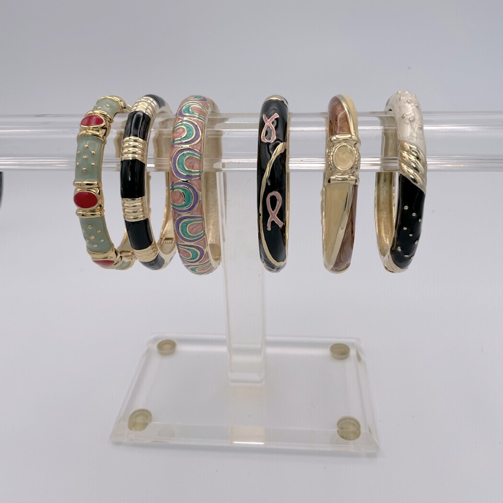 6 pieces hinged enameled bangles